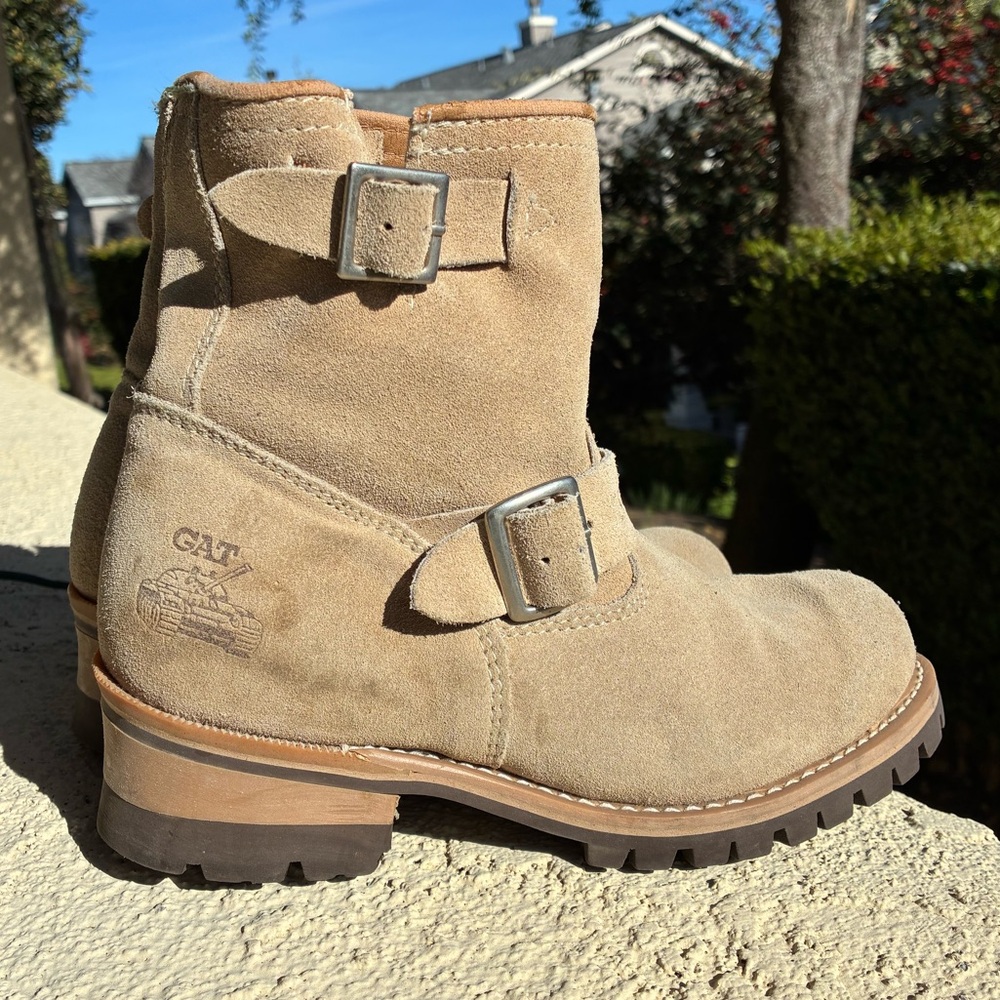 GAT Tank Tan Suede Engineer Boots Women’s Size 5